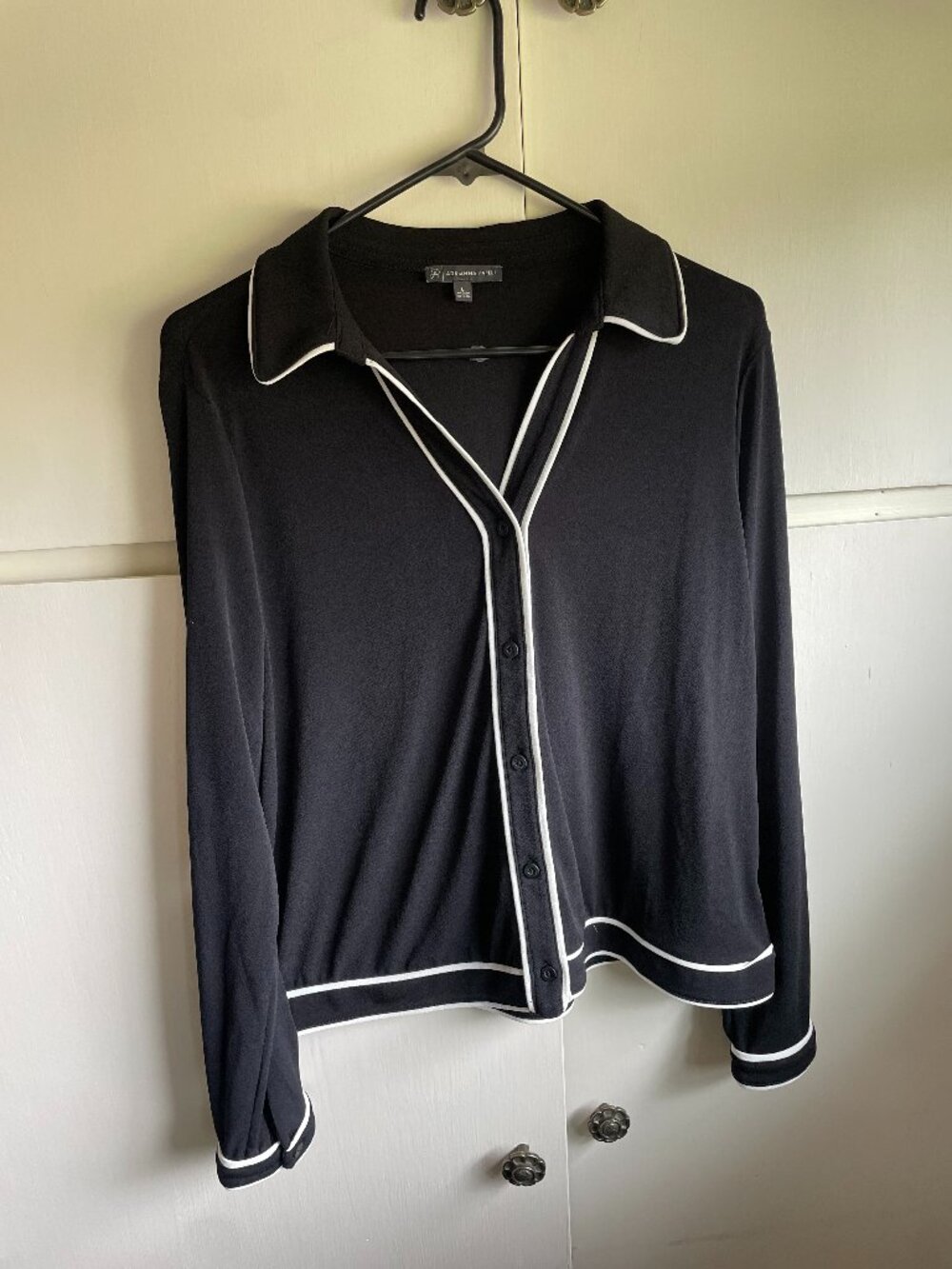 Black & White Button Up Adrianna Papell Blouse